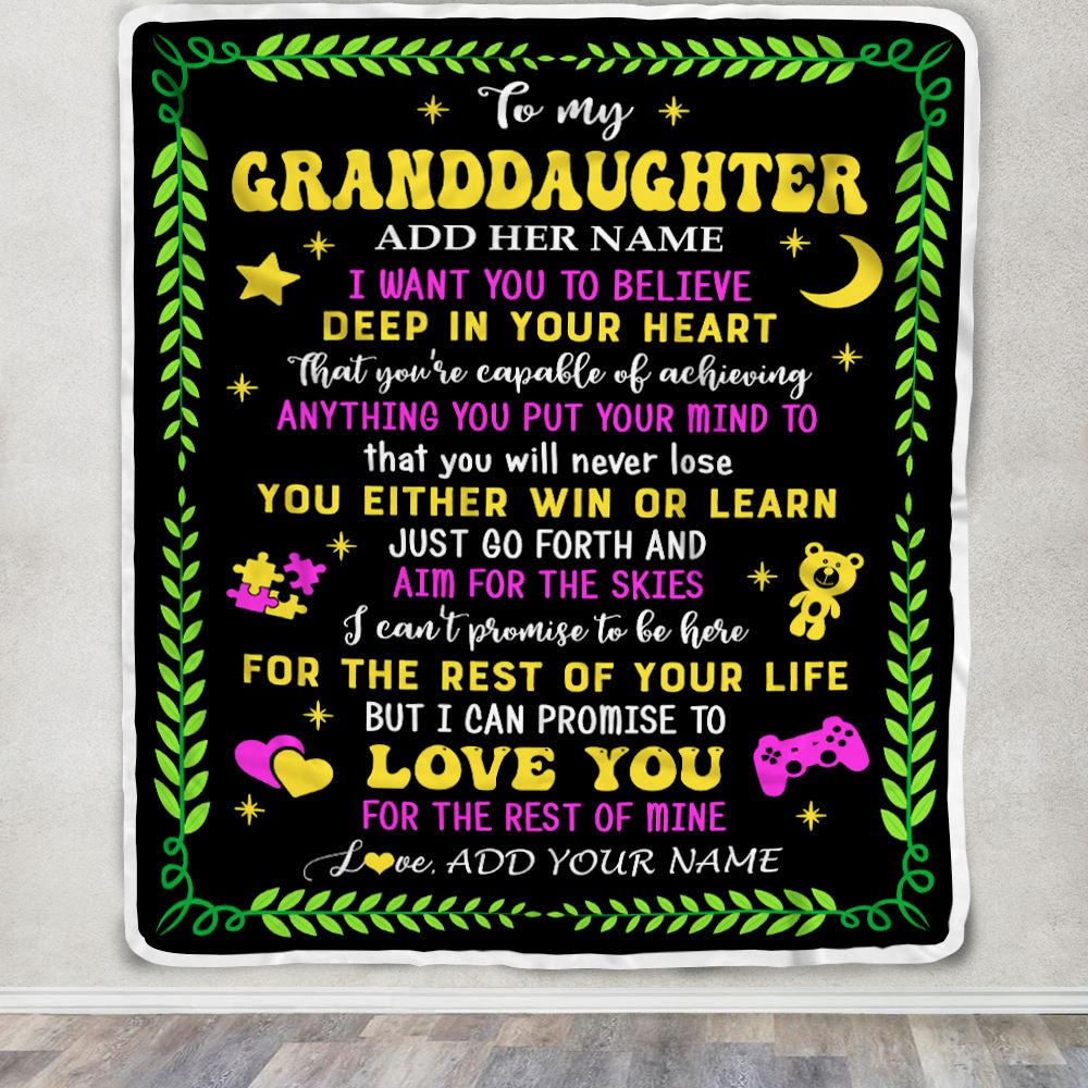 Personalized To My Granddaughter Gift Blanket From Grandparents Letter Sleep Cute Granddaughter Birthday Idea Graduation Christmas Fleece Throw Blanket | siriusteestore
