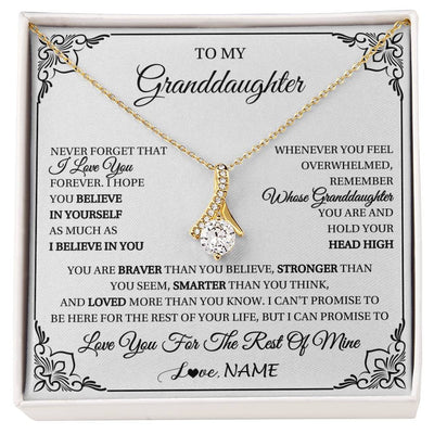 Alluring Beauty Necklace 18K Yellow Gold Finish | 1 | Personalized To My Granddaughter Gift Necklace From Grandma Necklace I Love You Believe In You Granddaughter Birthday Gifts Christmas Customized Gift Box Message Card | siriusteestore