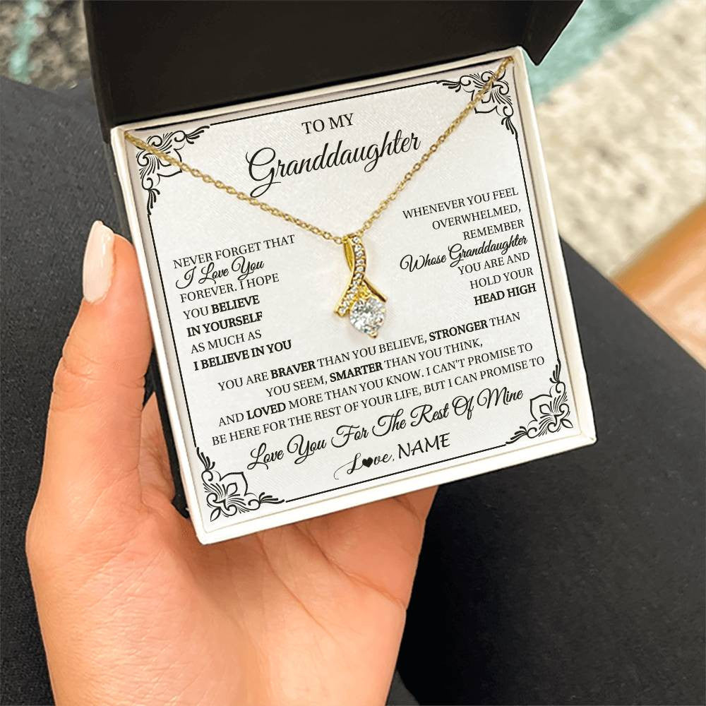 Alluring Beauty Necklace 18K Yellow Gold Finish | 2 | Personalized To My Granddaughter Gift Necklace From Grandma Necklace I Love You Believe In You Granddaughter Birthday Gifts Christmas Customized Gift Box Message Card | siriusteestore