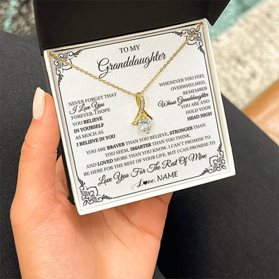 Alluring Beauty Necklace 18K Yellow Gold Finish | 2 | Personalized To My Granddaughter Gift Necklace From Grandma Necklace I Love You Believe In You Granddaughter Birthday Gifts Christmas Customized Gift Box Message Card | siriusteestore