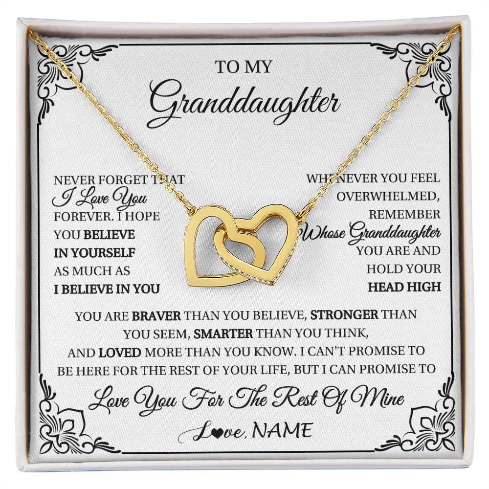 Interlocking Hearts Necklace 18K Yellow Gold Finish | 1 | Personalized To My Granddaughter Gift Necklace From Grandma Necklace I Love You Believe In You Granddaughter Birthday Gifts Christmas Customized Gift Box Message Card | siriusteestore