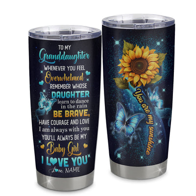 Personalized To My Granddaughter Gift Tumbler From Grandma Stainless Steel Cup Sunflower My Baby Girl Granddaughter Birthday Graduation Christmas Travel Mug | siriusteestore