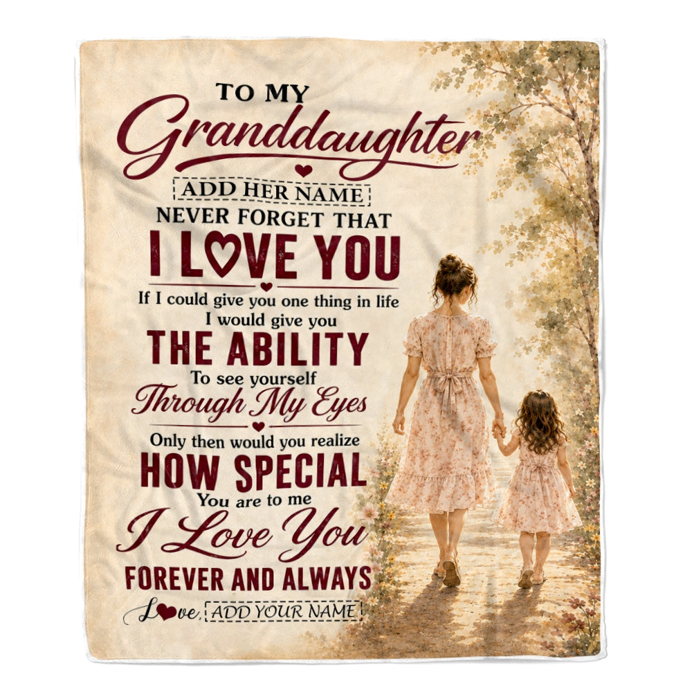 Personalized To My Granddaughter Gifts Blanket From Grandma Gigi Granddaughter Holding Hands Letter Birthday Gift Christmas Customized Bed Fleece Blanket | siriusteestore