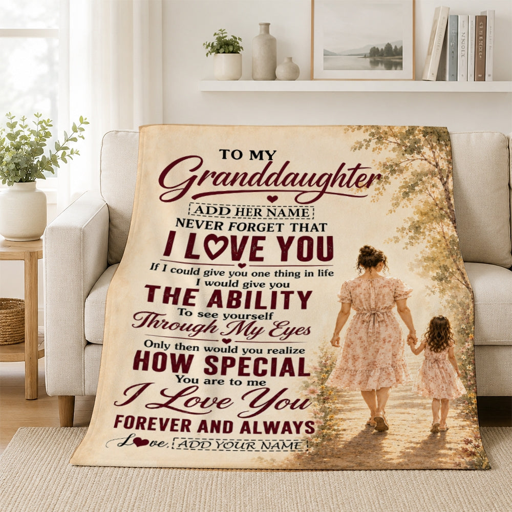 Personalized To My Granddaughter Gifts Blanket From Grandma Gigi Granddaughter Holding Hands Letter Birthday Gift Christmas Customized Bed Fleece Blanket | siriusteestore