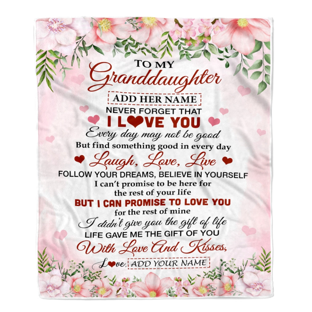Personalized To My Granddaughter Gifts Blanket From Grandma Grandpa Floral I Love You Birthday Gifts For Granddaughter Graduation Christmas Fleece Blanket | siriusteestore
