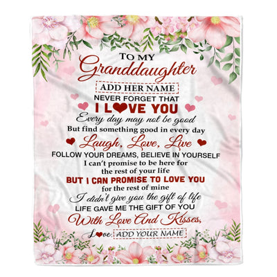 Personalized To My Granddaughter Gifts Blanket From Grandma Grandpa Floral I Love You Birthday Gifts For Granddaughter Graduation Christmas Fleece Blanket | siriusteestore