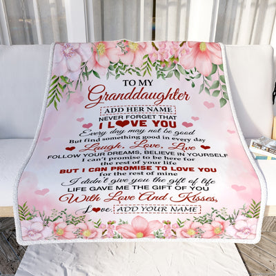 Personalized To My Granddaughter Gifts Blanket From Grandma Grandpa Floral I Love You Birthday Gifts For Granddaughter Graduation Christmas Fleece Blanket | siriusteestore