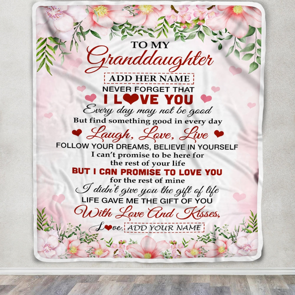 Personalized To My Granddaughter Gifts Blanket From Grandma Grandpa Floral I Love You Birthday Gifts For Granddaughter Graduation Christmas Fleece Blanket | siriusteestore