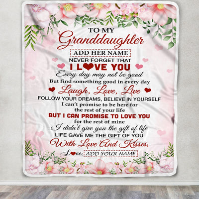 Personalized To My Granddaughter Gifts Blanket From Grandma Grandpa Floral I Love You Birthday Gifts For Granddaughter Graduation Christmas Fleece Blanket | siriusteestore