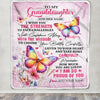 Personalized To My Granddaughter Gifts Blanket From Grandma Grandpa I Wish You The Strength Butterfly Granddaughter Birthday Gifts Christmas Fleece Blanket | siriusteestore