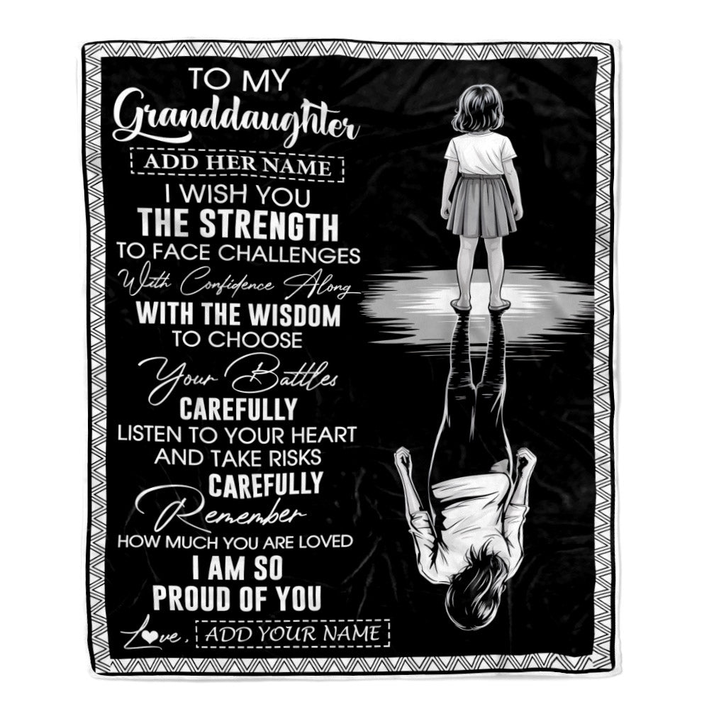 Personalized To My Granddaughter Gifts Blanket From Grandma Grandpa I Wish You The Strength Granddaughter Birthday Gifts Christmas Graduation Fleece Blanket | siriusteestore