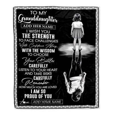 Personalized To My Granddaughter Gifts Blanket From Grandma Grandpa I Wish You The Strength Granddaughter Birthday Gifts Christmas Graduation Fleece Blanket | siriusteestore