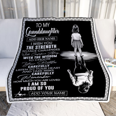 Personalized To My Granddaughter Gifts Blanket From Grandma Grandpa I Wish You The Strength Granddaughter Birthday Gifts Christmas Graduation Fleece Blanket | siriusteestore