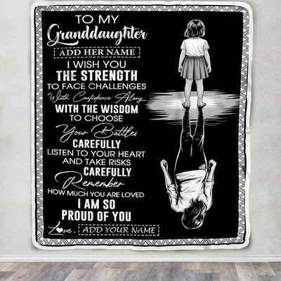 Personalized To My Granddaughter Gifts Blanket From Grandma Grandpa I Wish You The Strength Granddaughter Birthday Gifts Christmas Graduation Fleece Blanket | siriusteestore