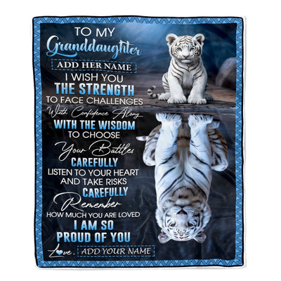 Personalized To My Granddaughter Gifts Blanket From Grandma Grandpa I Wish You The Strength White Tier Granddaughter Birthday Gifts Christmas Fleece Blanket | siriusteestore