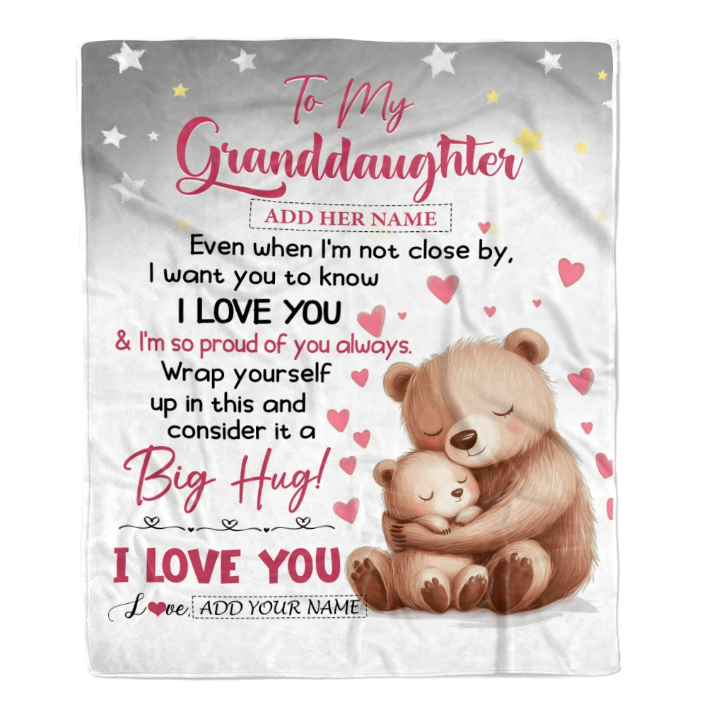 Personalized To My Granddaughter Gifts Blanket From Grandma Grandpa Proud Of You Bear Granddaughter Gift For Birthday Graduation Christmas Fleece Blanket | siriusteestore