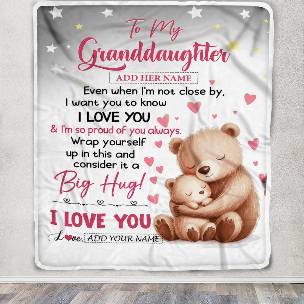Personalized To My Granddaughter Gifts Blanket From Grandma Grandpa Proud Of You Bear Granddaughter Gift For Birthday Graduation Christmas Fleece Blanket | siriusteestore