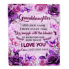 Personalized To My Granddaughter Gifts Blanket From Grandma Grandpa Purple Floral Birthday Gifts For Granddaughter Graduation Christmas Fleece Blanket | siriusteestore