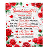 Personalized To My Granddaughter Gifts Blanket From Grandma Grandpa Rose Flower Present For Adult Birthday Gifts For Granddaughter Christmas Fleece Blanket | siriusteestore