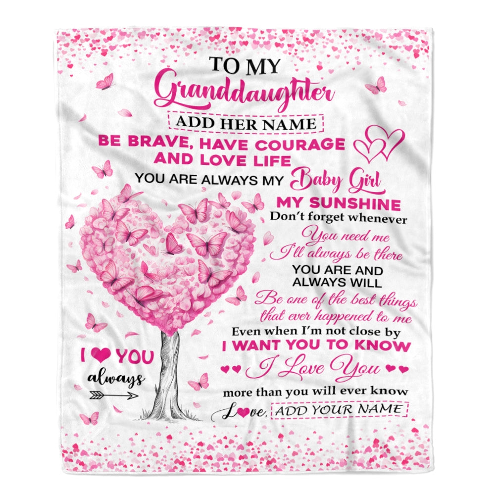 Personalized To My Granddaughter Gifts Blanket From Grandma Grandpa Tree I Love You Always Granddaughter Birthday Gifts Mothers Day Christmas Fleece Blanket | siriusteestore