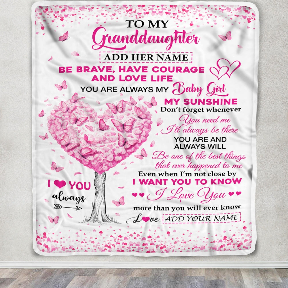 Personalized To My Granddaughter Gifts Blanket From Grandma Grandpa Tree I Love You Always Granddaughter Birthday Gifts Mothers Day Christmas Fleece Blanket | siriusteestore