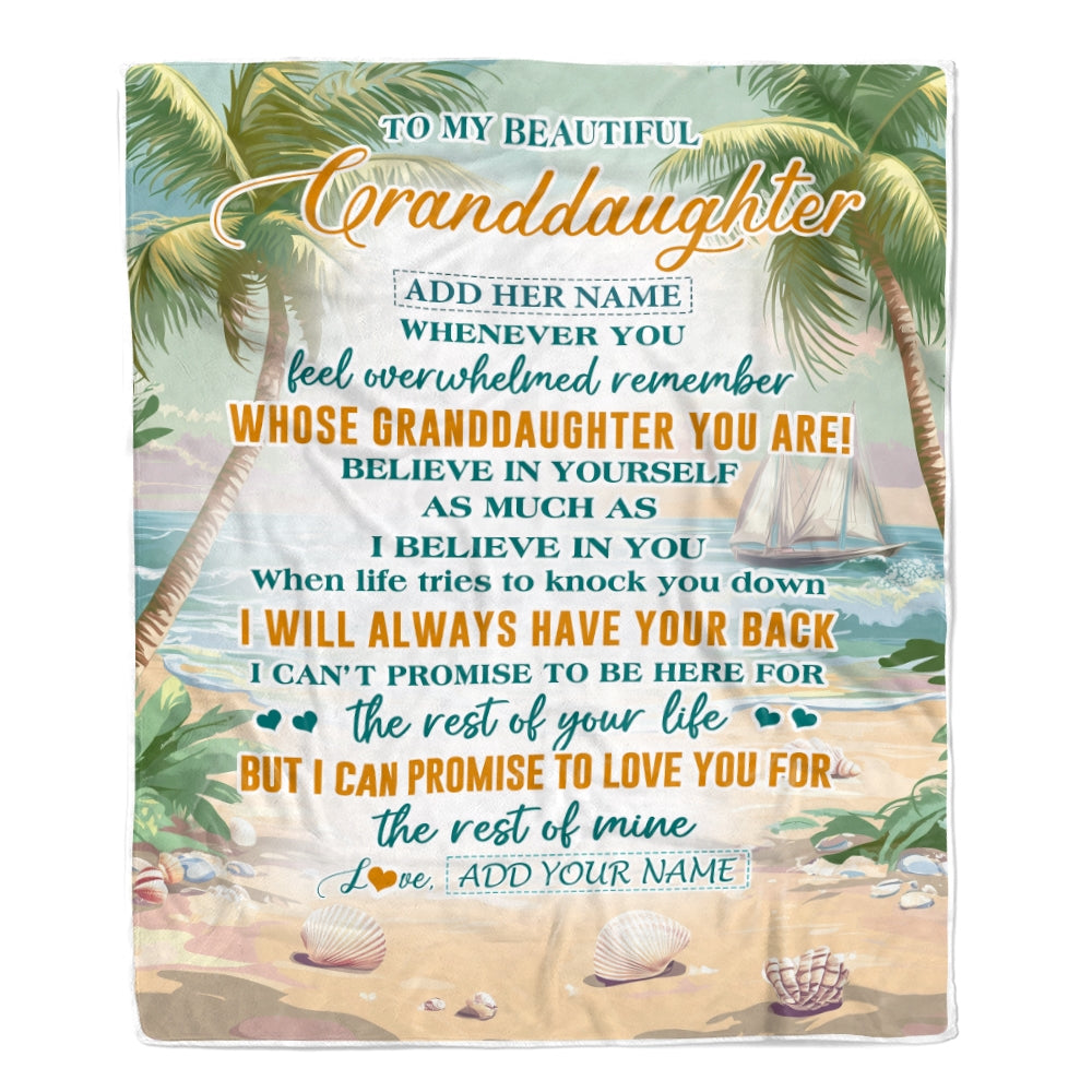 Personalized To My Granddaughter Gifts Blanket From Grandma Grandpa Whenever You Feel Beach Granddaughter Birthday Gifts Christmas Custom Fleece Blanket | siriusteestore