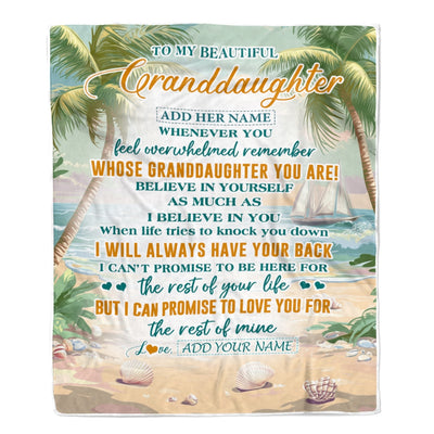 Personalized To My Granddaughter Gifts Blanket From Grandma Grandpa Whenever You Feel Beach Granddaughter Birthday Gifts Christmas Custom Fleece Blanket | siriusteestore