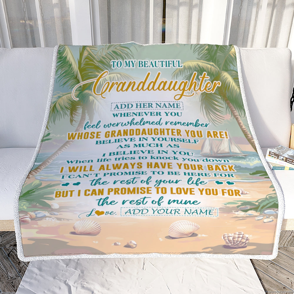 Personalized To My Granddaughter Gifts Blanket From Grandma Grandpa Whenever You Feel Beach Granddaughter Birthday Gifts Christmas Custom Fleece Blanket | siriusteestore