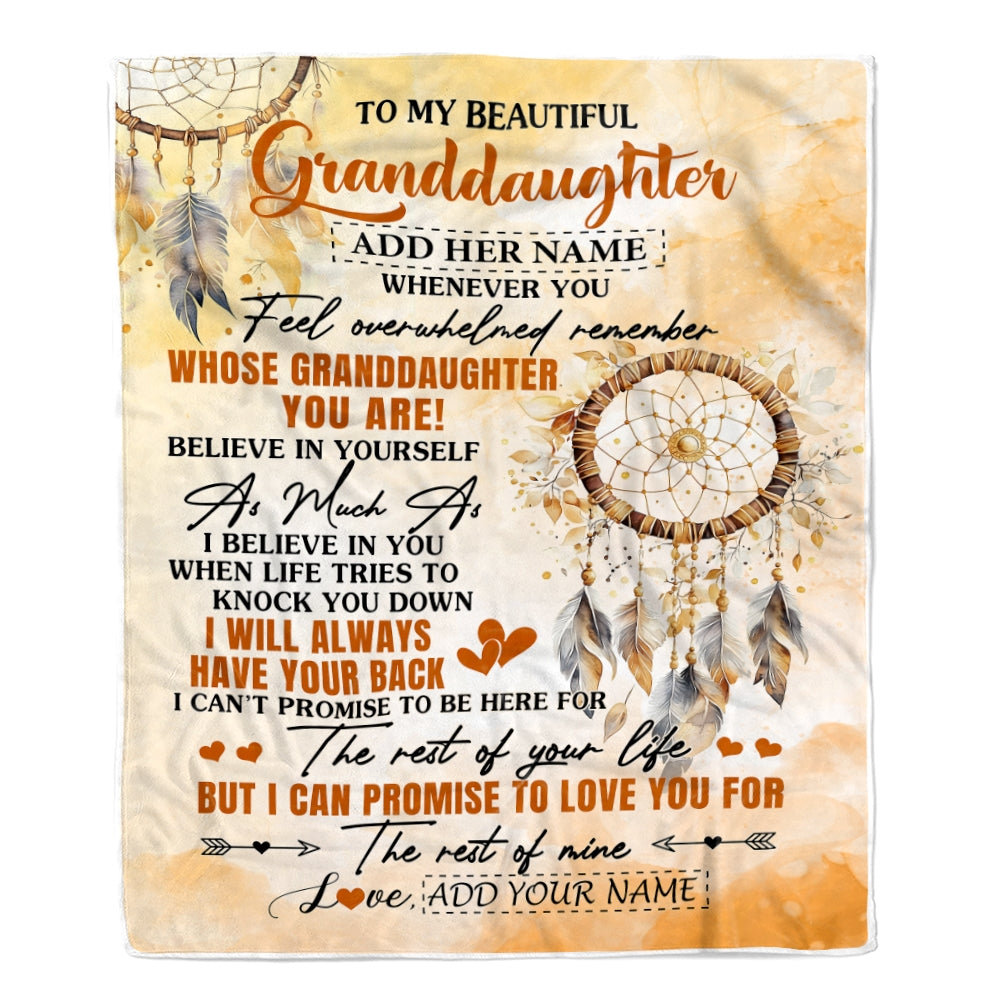 Personalized To My Granddaughter Gifts Blanket From Grandma Grandpa Whenever You Feel Dream Catcher Granddaughter Birthday Gifts Christmas Fleece Blanket | siriusteestore