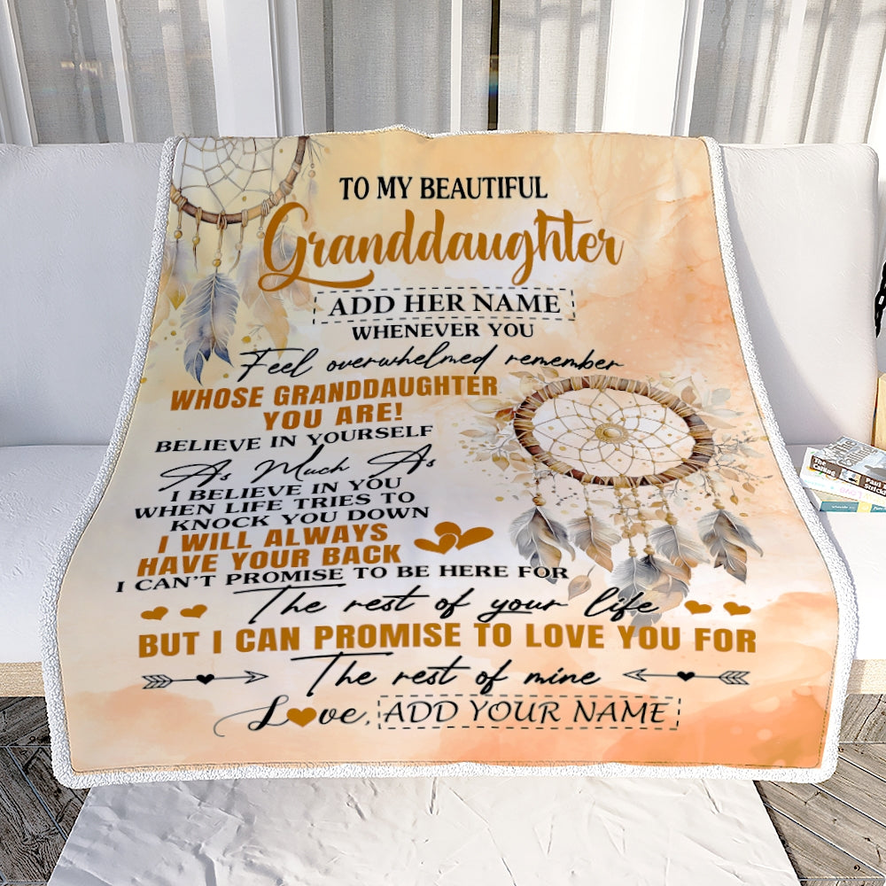 Personalized To My Granddaughter Gifts Blanket From Grandma Grandpa Whenever You Feel Dream Catcher Granddaughter Birthday Gifts Christmas Fleece Blanket | siriusteestore