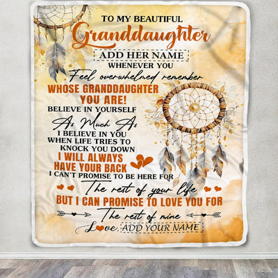 Personalized To My Granddaughter Gifts Blanket From Grandma Grandpa Whenever You Feel Dream Catcher Granddaughter Birthday Gifts Christmas Fleece Blanket | siriusteestore