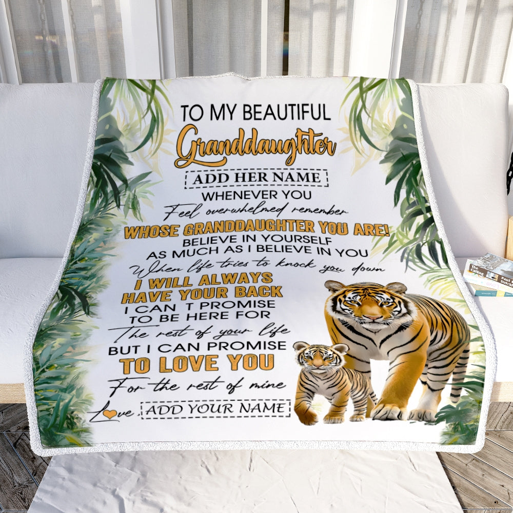 Personalized To My Granddaughter Gifts Blanket From Grandma Grandpa Whenever You Feel Tiger Granddaughter Birthday Gifts Graduation Christmas Fleece Blanket | siriusteestore
