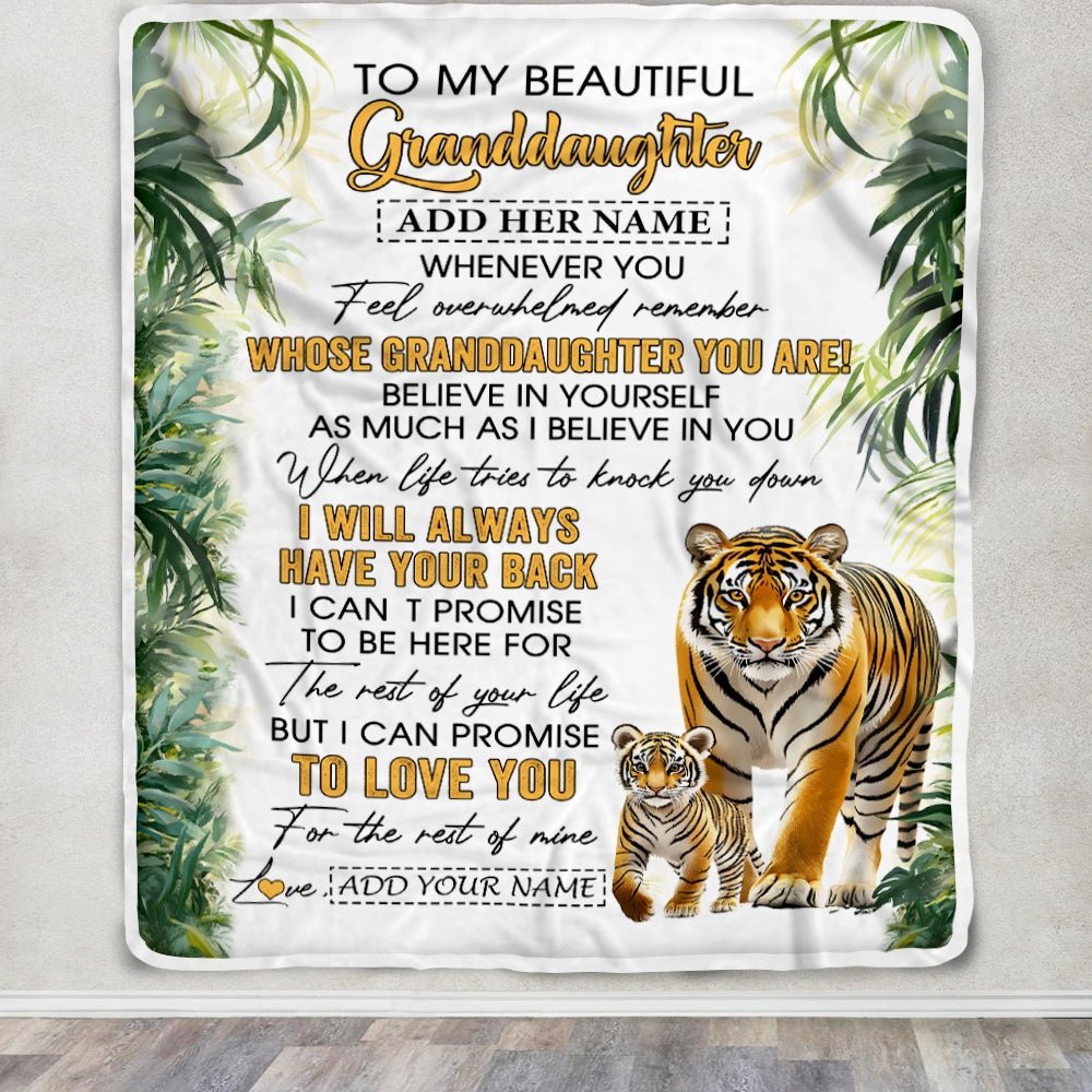 Personalized To My Granddaughter Gifts Blanket From Grandma Grandpa Whenever You Feel Tiger Granddaughter Birthday Gifts Graduation Christmas Fleece Blanket | siriusteestore