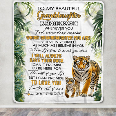 Personalized To My Granddaughter Gifts Blanket From Grandma Grandpa Whenever You Feel Tiger Granddaughter Birthday Gifts Graduation Christmas Fleece Blanket | siriusteestore