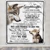 Personalized To My Granddaughter Gifts Blanket From Grandma Grandpa Wherever Your Journey In Life Wolf Granddaughter Birthday Gifts Custom Fleece Throw Blanket | siriusteestore