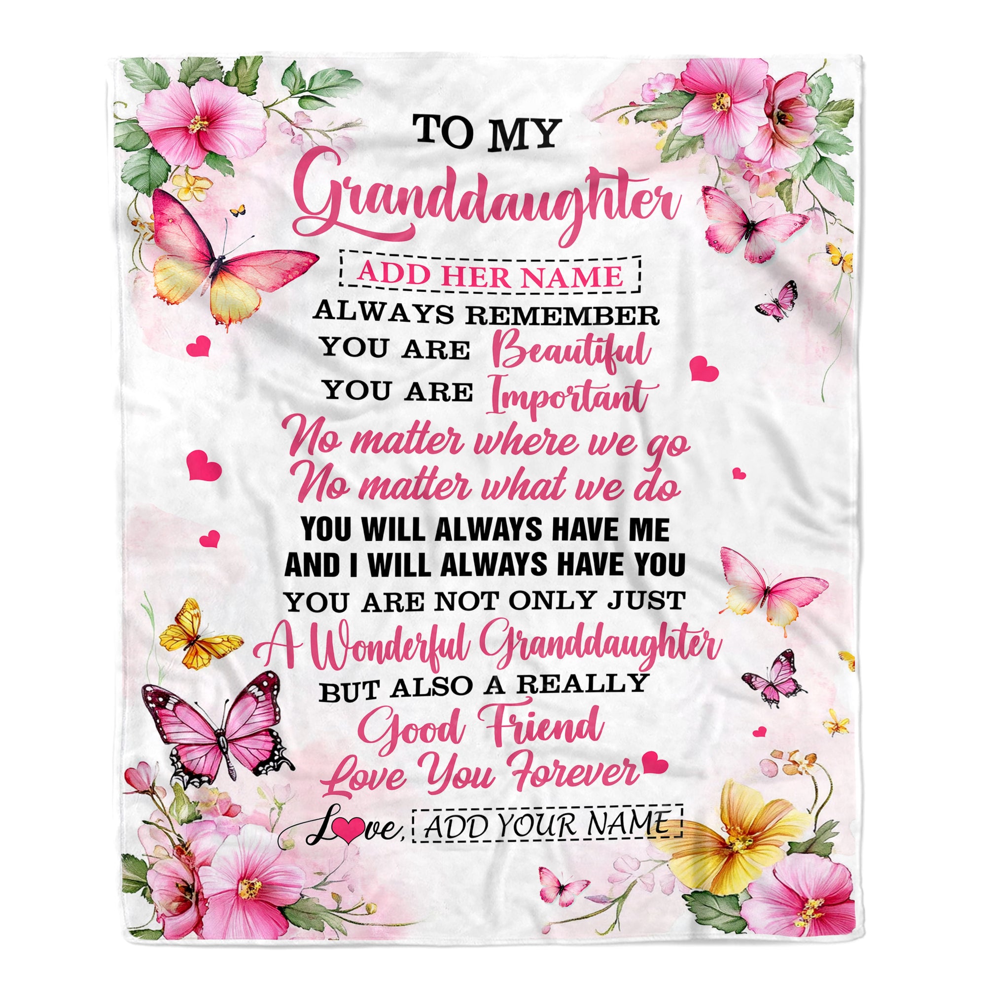 Personalized To My Granddaughter Gifts Blanket From Grandma Grandpa You Are Beautiful Birthday Gifts For Granddaughter Graduation Christmas Fleece Blanket | siriusteestore