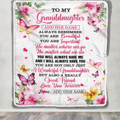 Personalized To My Granddaughter Gifts Blanket From Grandma Grandpa You Are Beautiful Birthday Gifts For Granddaughter Graduation Christmas Fleece Blanket | siriusteestore
