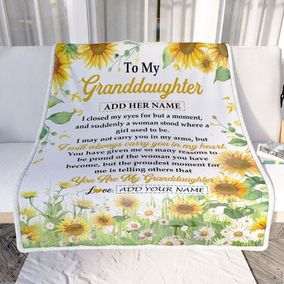 Personalized To My Granddaughter Gifts Blanket From Grandma I Closed My Eyes Sunflower Best Granddaughter Birthday Gifts Christmas Customized Fleece Blanket | siriusteestore