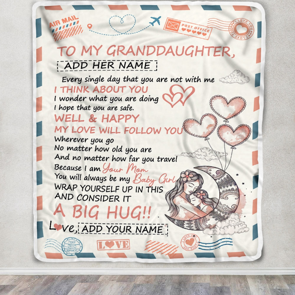 Personalized To My Granddaughter Gifts Blanket From Grandma Long Distance Letter Blanket For Granddaughter Birthday Gifts Graduation Christmas Fleece Blanket | siriusteestore