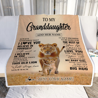 Personalized To My Granddaughter Gifts Blanket From Grandma Nana Always Remember Lion Gifts For Granddaughter Birthday Graduation Christmas Fleece Blanket | siriusteestore