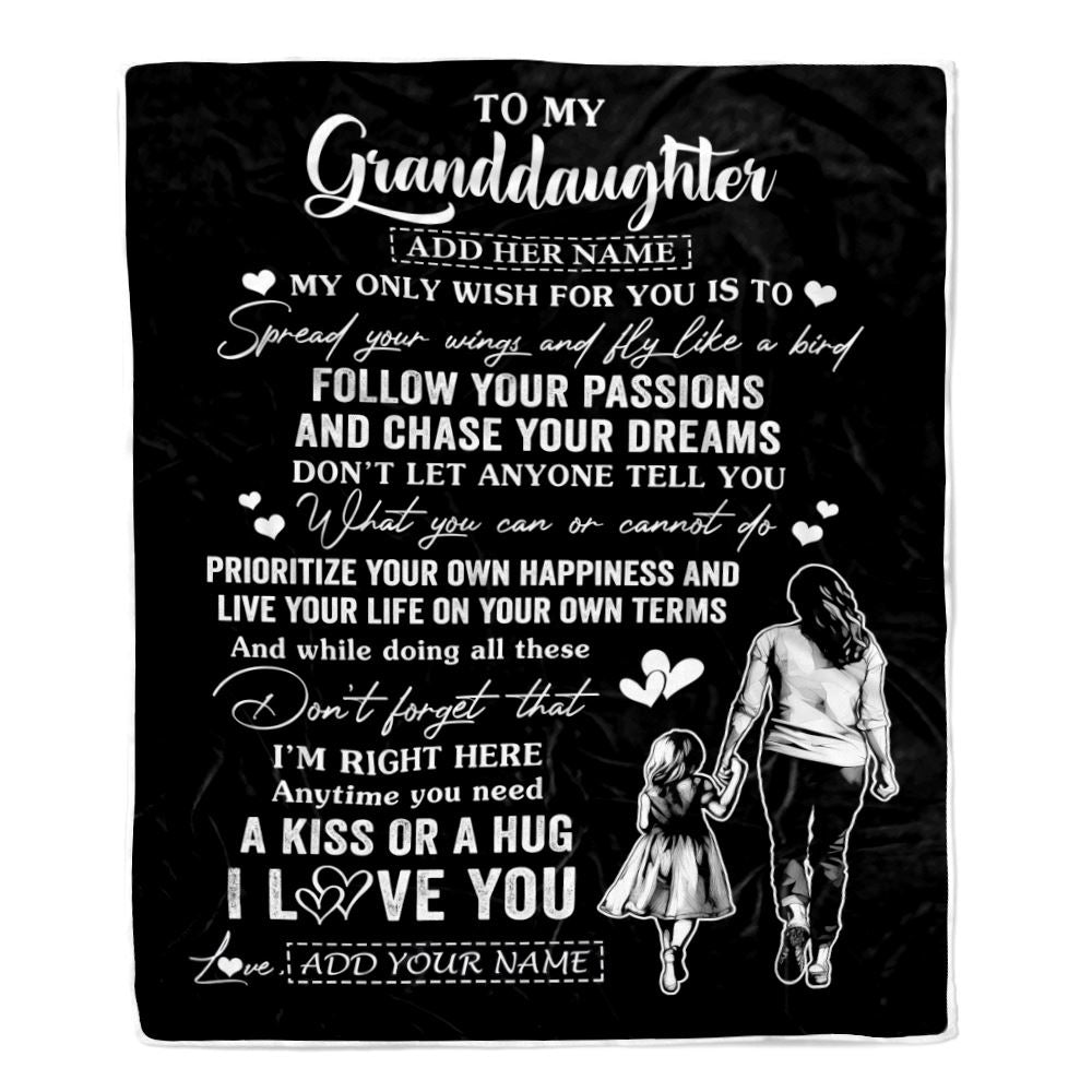 Personalized To My Granddaughter Gifts Blanket From Grandma Nana My Only Wish For You Granddaughter Birthday Gifts Graduation Christmas Fleece Throw Blanket | siriusteestore