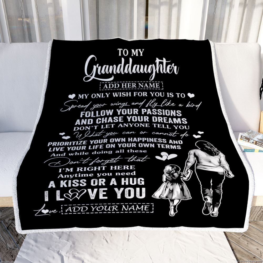 Personalized To My Granddaughter Gifts Blanket From Grandma Nana My Only Wish For You Granddaughter Birthday Gifts Graduation Christmas Fleece Throw Blanket | siriusteestore