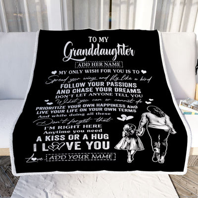 Personalized To My Granddaughter Gifts Blanket From Grandma Nana My Only Wish For You Granddaughter Birthday Gifts Graduation Christmas Fleece Throw Blanket | siriusteestore