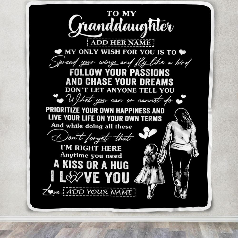 Personalized To My Granddaughter Gifts Blanket From Grandma Nana My Only Wish For You Granddaughter Birthday Gifts Graduation Christmas Fleece Throw Blanket | siriusteestore