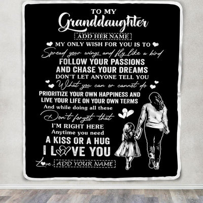 Personalized To My Granddaughter Gifts Blanket From Grandma Nana My Only Wish For You Granddaughter Birthday Gifts Graduation Christmas Fleece Throw Blanket | siriusteestore