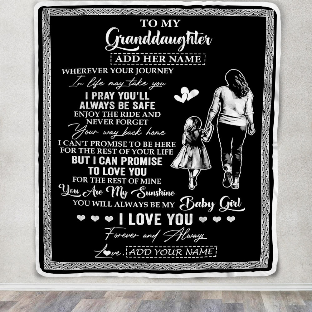 Personalized To My Granddaughter Gifts Blanket From Grandma Nana Wherever Your Journey In Life Grandma Granddaughter Birthday Gifts Christmas Fleece Blanket | siriusteestore