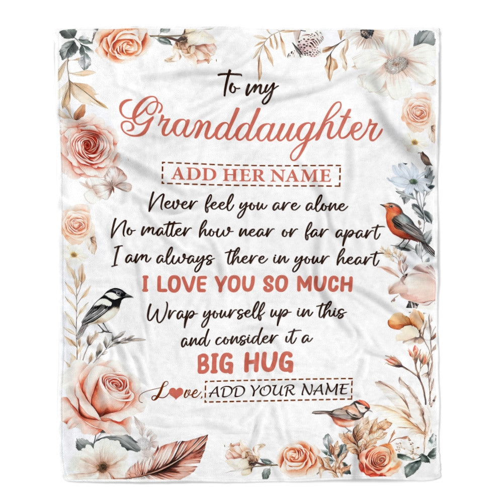 Personalized To My Granddaughter Gifts Blanket From Grandma Never Feel You Are Alone Birthday Gifts For Granddaughter Graduation Christmas Fleece Blanket | siriusteestore