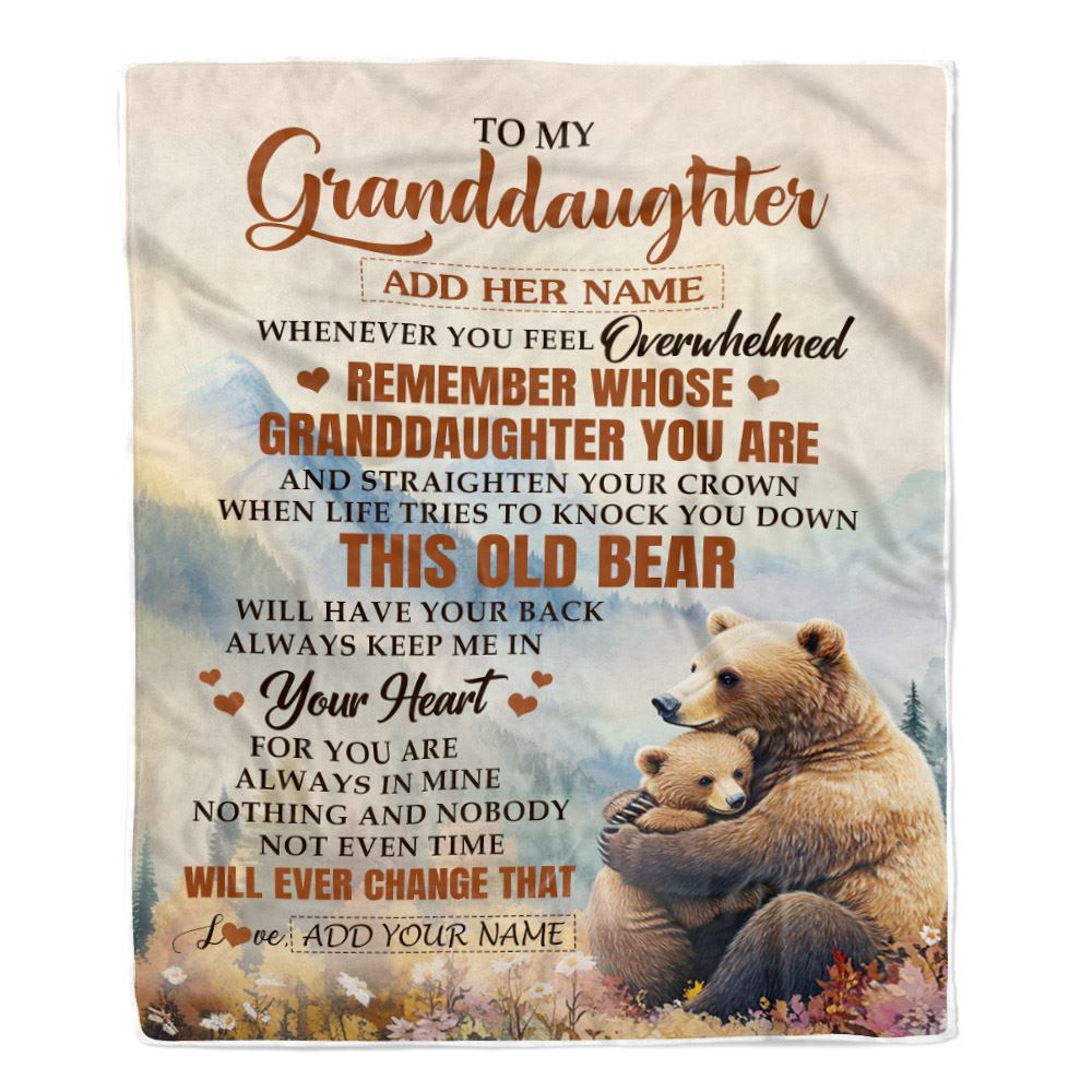 Personalized To My Granddaughter Gifts Blanket From Grandma Whenever Bear Unique Birthday Gifts For Granddaughter Graduation Christmas Custom Fleece Blanket | siriusteestore