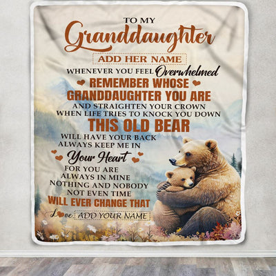 Personalized To My Granddaughter Gifts Blanket From Grandma Whenever Bear Unique Birthday Gifts For Granddaughter Graduation Christmas Custom Fleece Blanket | siriusteestore