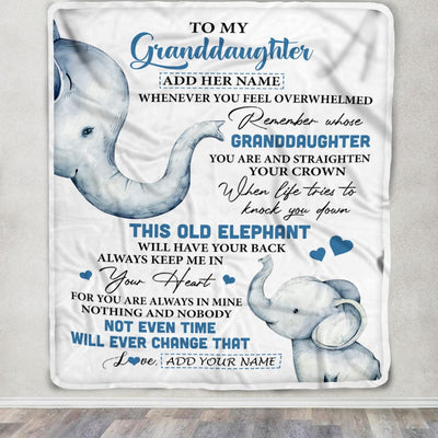 Personalized To My Granddaughter Gifts Blanket From Grandma Whenever Elephant Unique Birthday Gifts For Granddaughter Graduation Christmas Fleece Blanket | siriusteestore